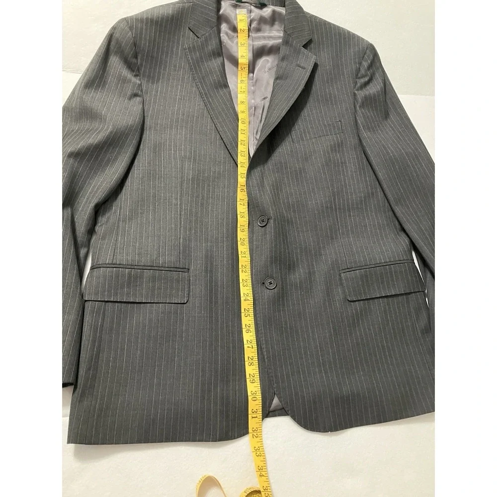 B by Brooks Brothers Mens Blazer 46R Grey Stripe Sport Coat Stretch Wool Classic